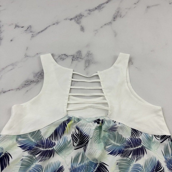 Carve Designs Tropical Leaf Print Shift Dress Size XS Blue Green Pockets Strappy - Picture 8 of 11